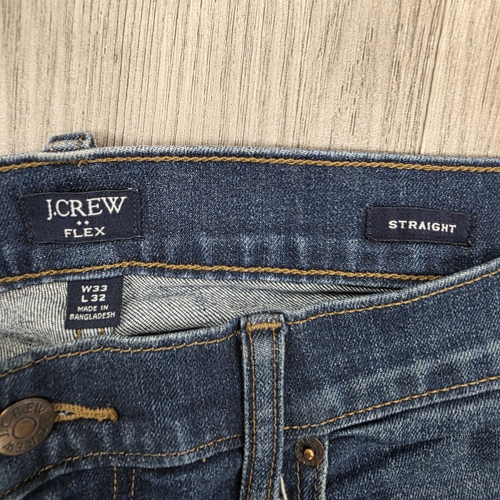 Men's J. Crew Cuffed Flex Straight Leg Jeans Size 33x32 - Picture 3 of 5